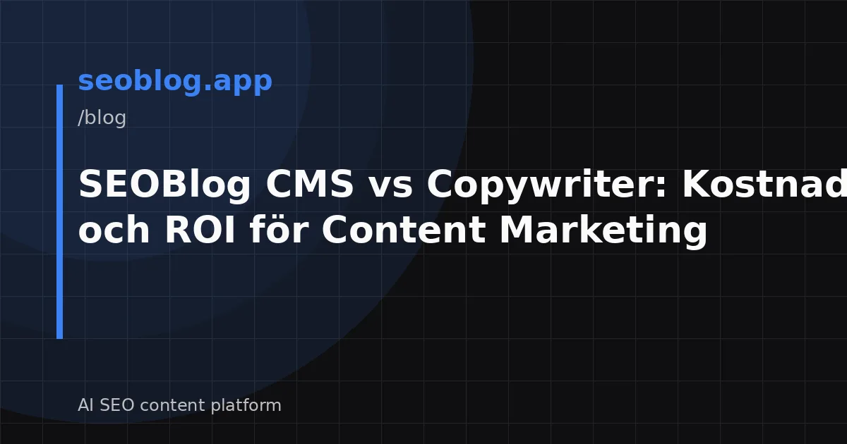 SEOBlog CMS vs Copywriter: Kostnadsanalys och ROI för Content Marketing