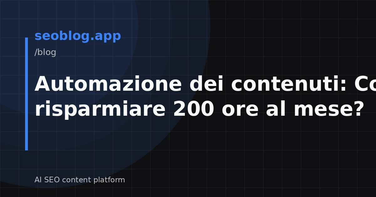 Automazione dei contenuti: Come risparmiare 200 ore al mese?