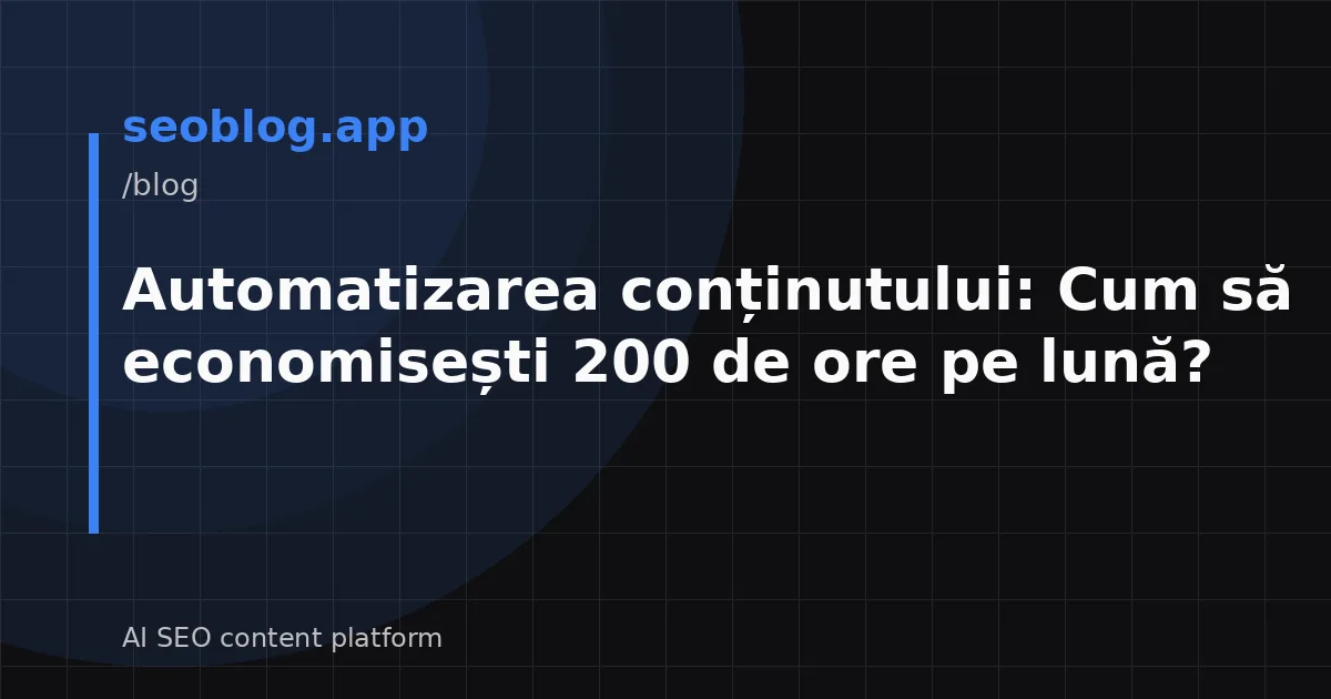 Automatizarea conținutului: Cum să economisești 200 de ore pe lună?